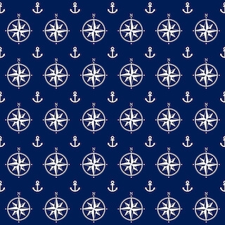 Nautical Compass and Anchors on Navy Blue
