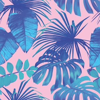 Vice City Neon Palm Trees and Banana Leaves