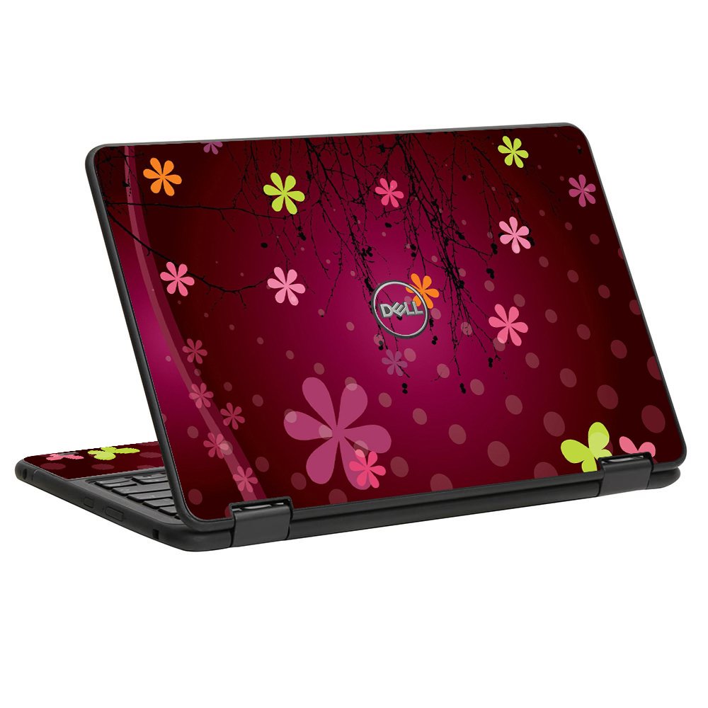 Dell Chromebook 11 5190 2-in-1 RETRO PINK FLOWERS Laptop Skin