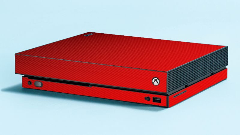 Microsoft Xbox One X RED CARBON FIBER Console Skin