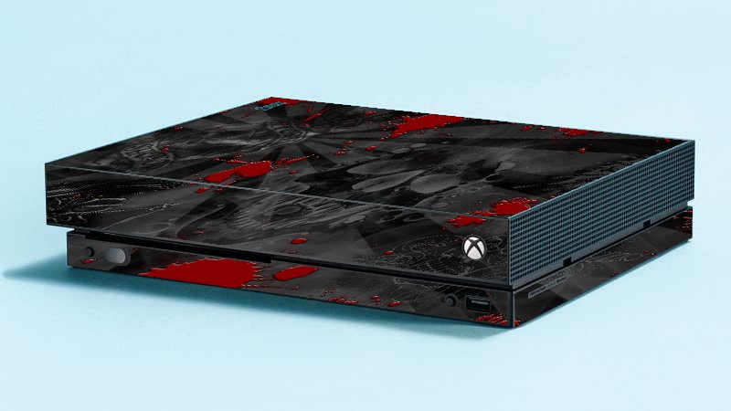 Microsoft Xbox One X BLACK SKULLS RED Laptop Skin