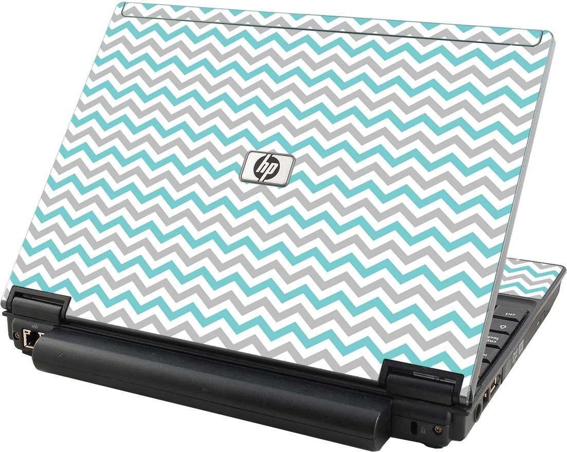 Teal Grey Chevron Waves HP Elitebook 2530P Laptop Skin