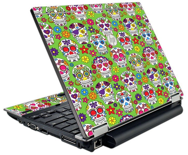 Green Sugar Skulls HP EliteBook 2540P Laptop Skin