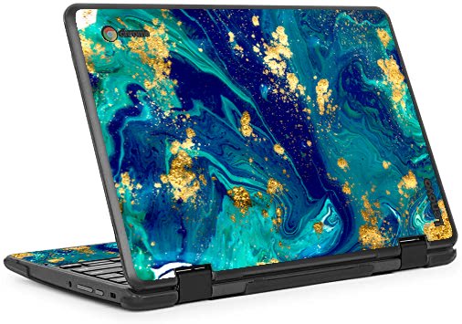 IBM/Lenovo Chromebook 300e BLUE AND GOLD MARBLE Laptop Skin
