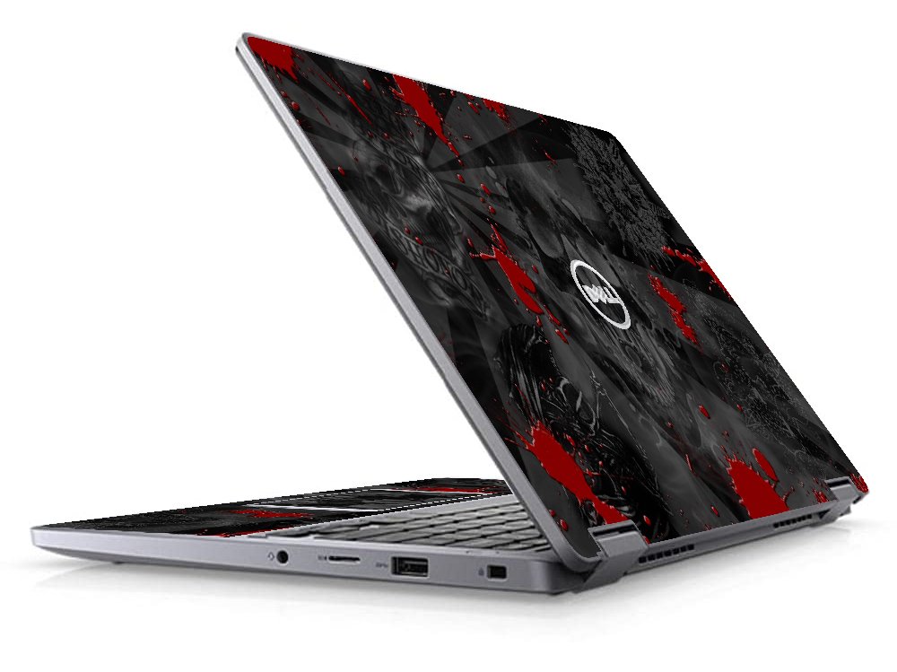 Dell Latitude 3310 2 in 1 BLACK SKULLS RED Laptop Skin