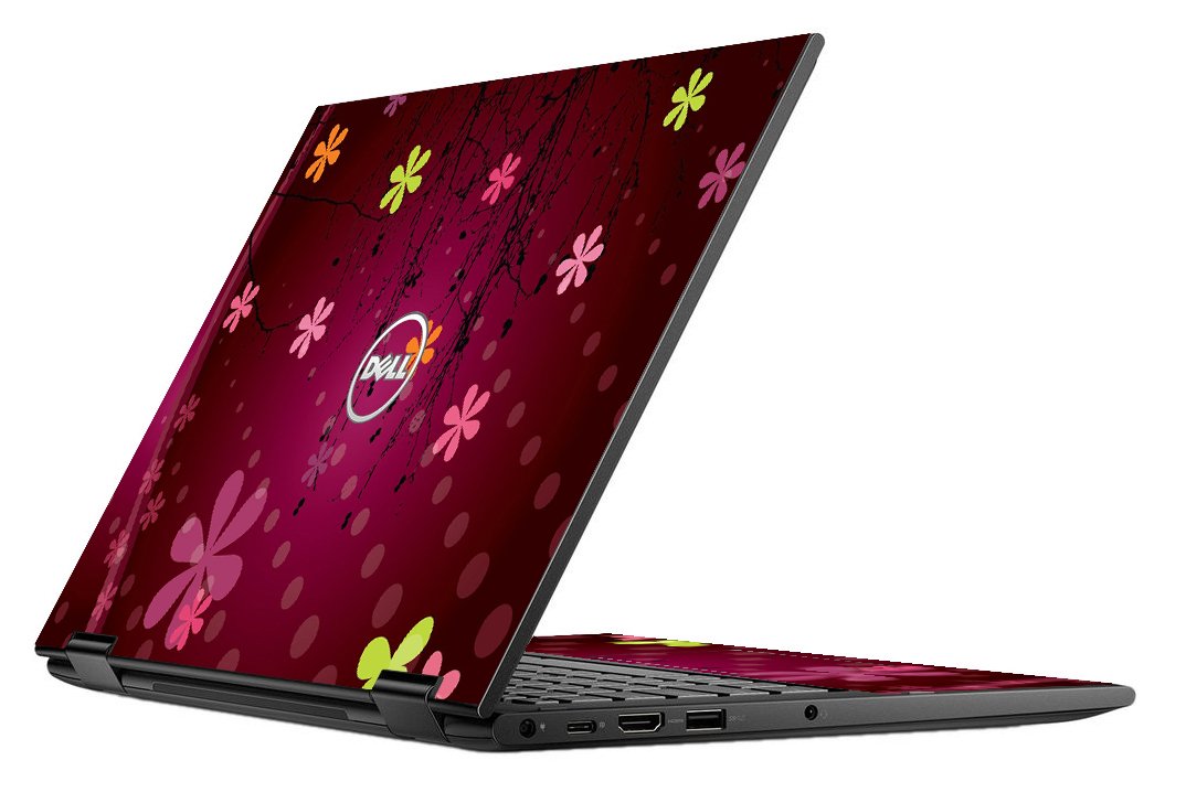 Dell Latitude 3390 RETRO PINK FLOWERS Laptop Skin