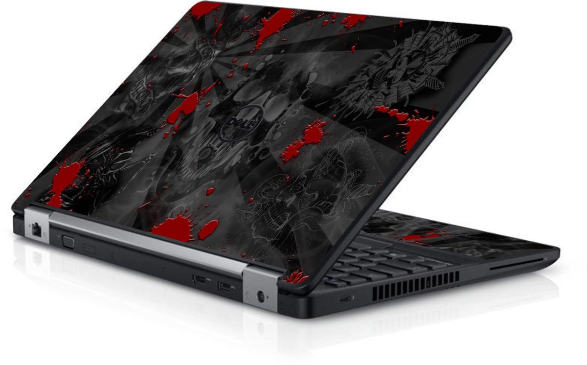 Dell Precision 3510 3520 3530 BLACK SKULLS RED Laptop Skin