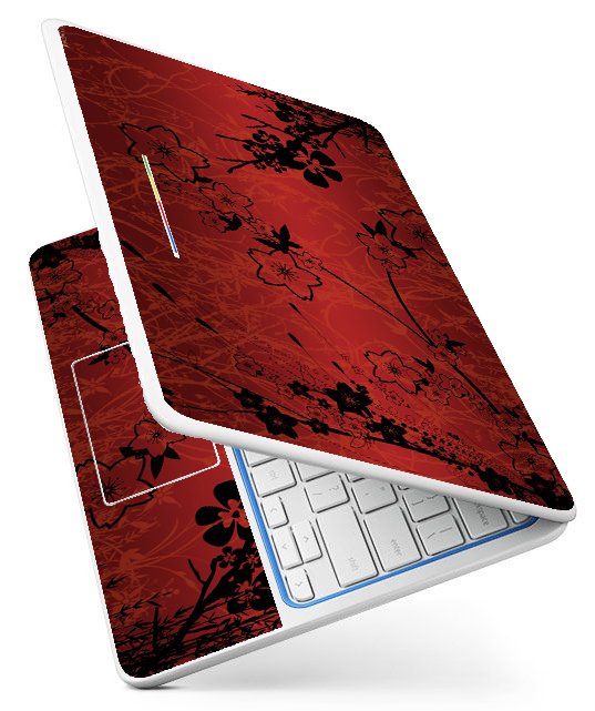 HP Chromebook 11 1101 RETRO RED FLOWERS Laptop Skin