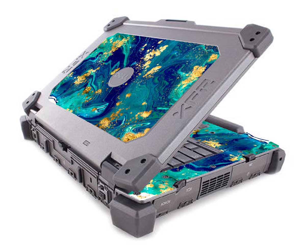 Dell Latitude E6420 XFR BLUE AND GOLD MARBLE Laptop Skin