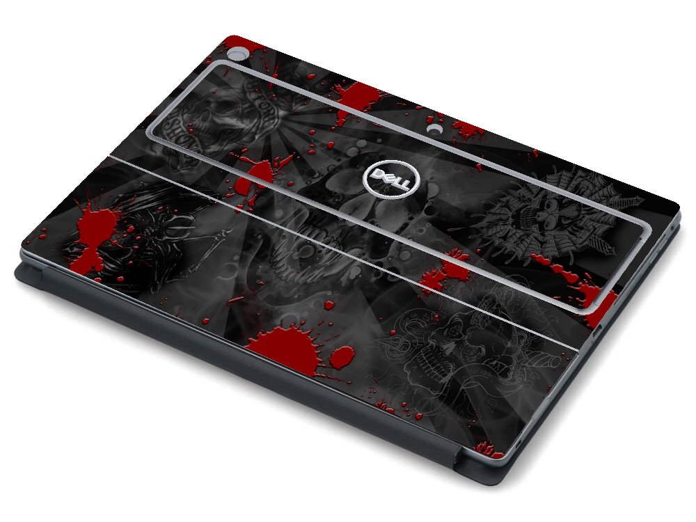 Dell Latitude 7320 2 IN 1 BLACK SKULLS RED Laptop Skin