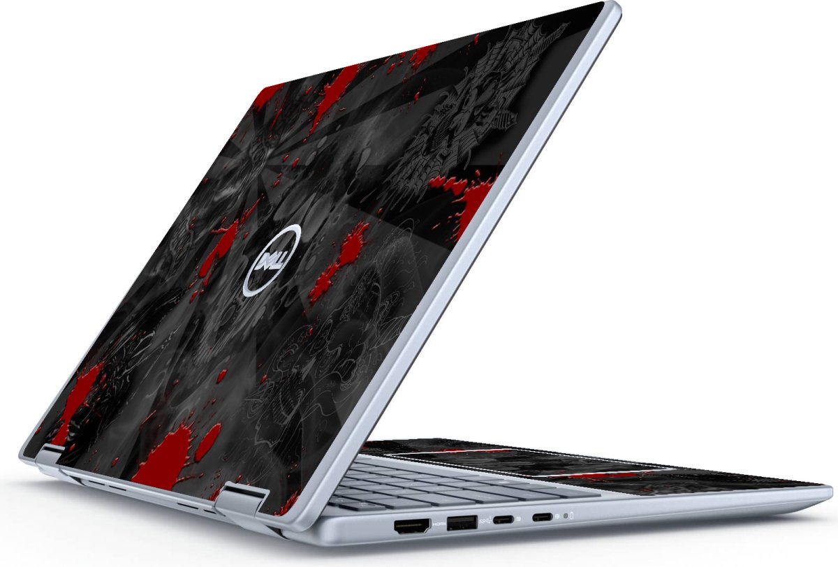 Dell Latitude 7440 2 in 1 BLACK SKULLS RED Laptop Skin