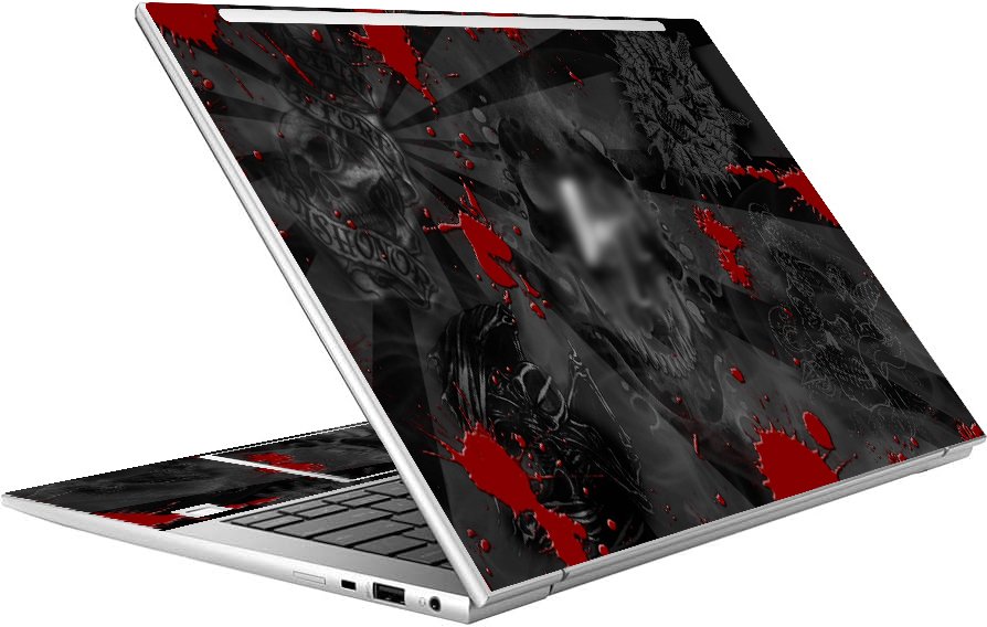 HP EliteBook 845 G10 BLACK SKULLS RED Laptop Skin