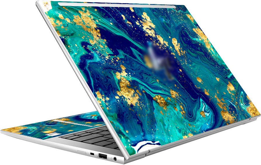 HP EliteBook 845 G10 BLUE AND GOLD MARBLE Laptop Skin