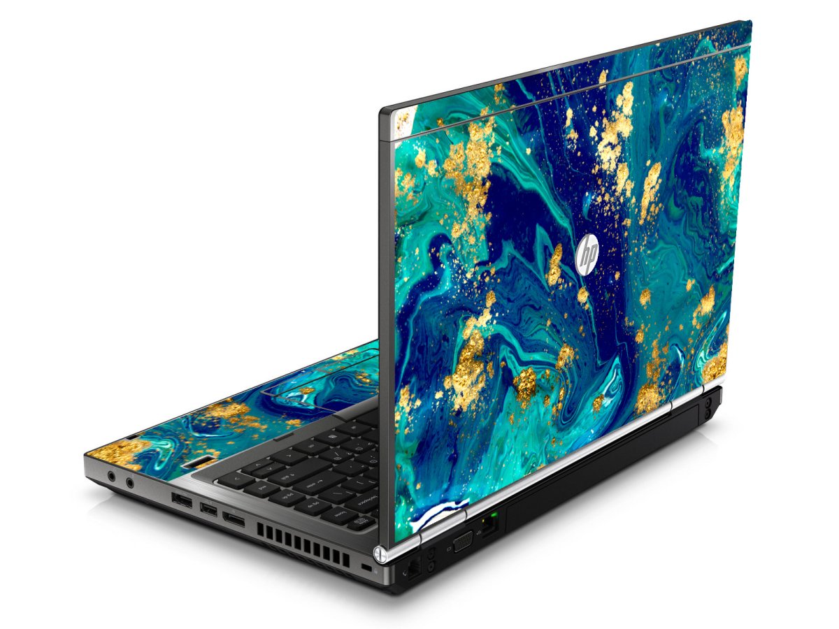 HP EliteBook 8460P / 8470P BLUE AND GOLD MARBLE Laptop Skin