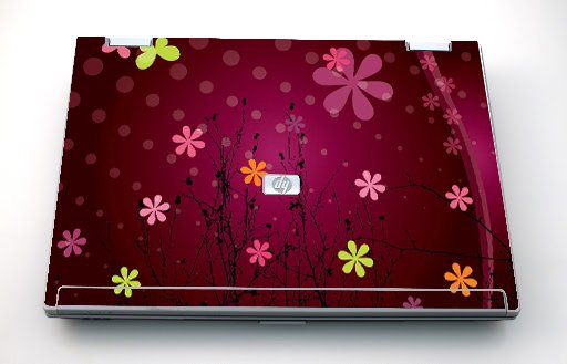 HP Compaq 8530P RETRO PINK FLOWERS Laptop Skin