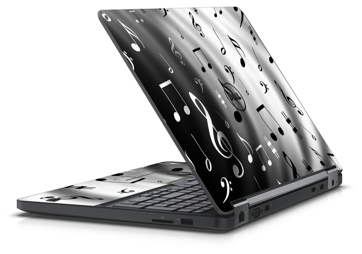 BLACK & WHITE MUSIC NOTES DELL LATITUDE E5470 SKIN