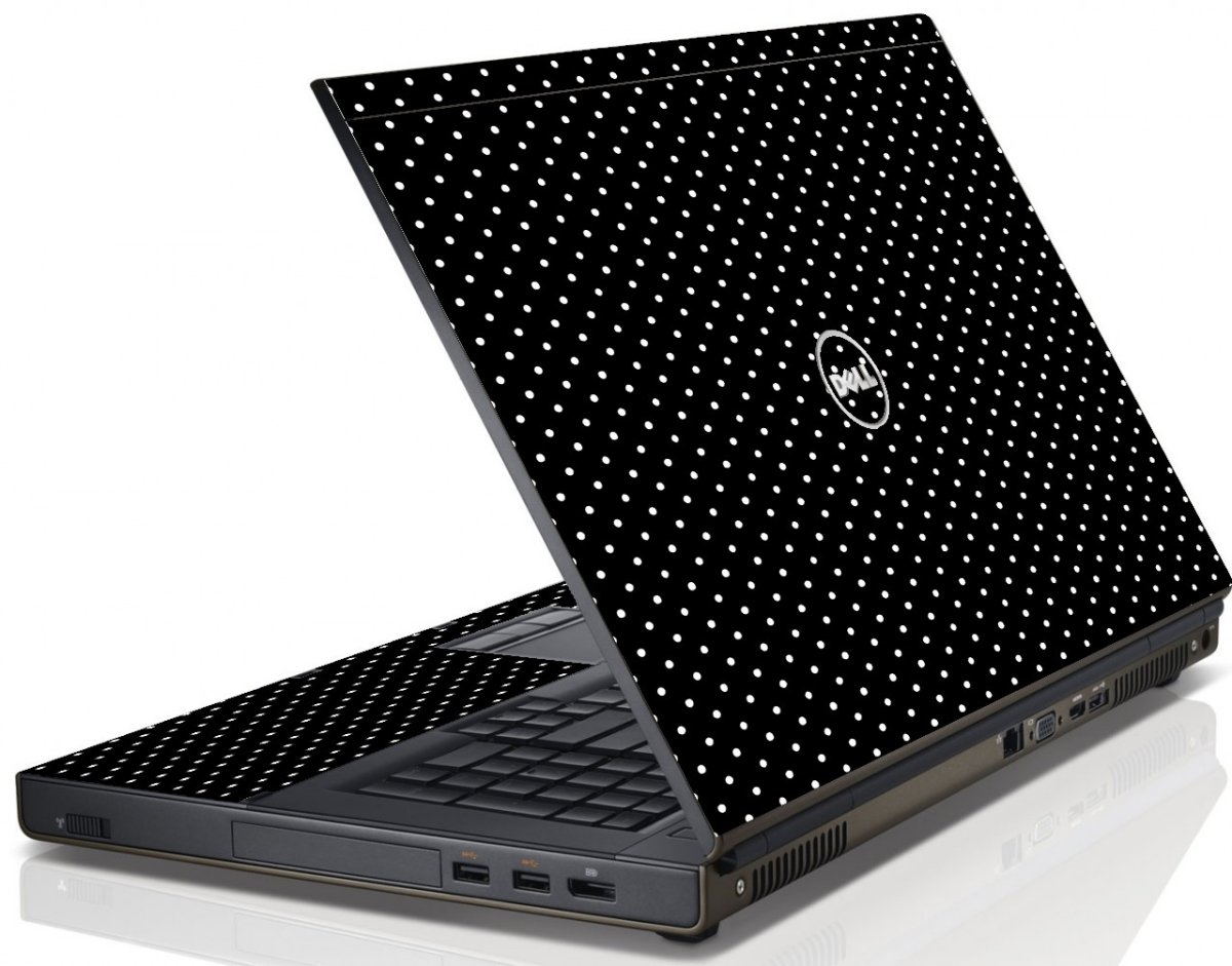 BLACK POLKA DOTS Dell Precision M4800 Laptop Skin