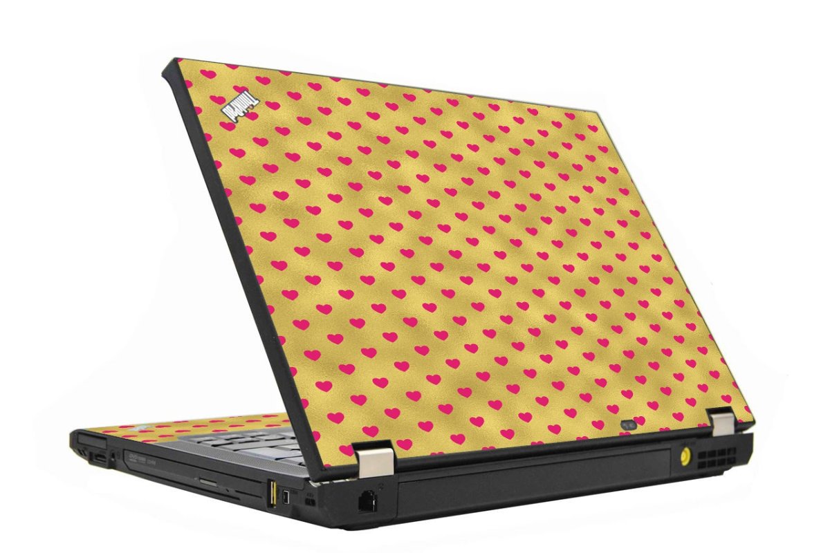 Gold Pink Hearts IBM Lenovo ThinkPad T430s Laptop Skin