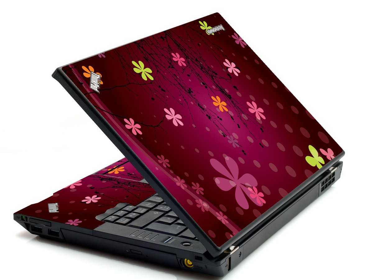 Retro Pink Flowers IBM Lenovo ThinkPad T420s Laptop Skin