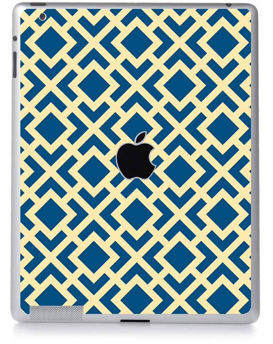 Blue and Gold Art Deco Lattice Apple iPad 3 A1416 Skin
