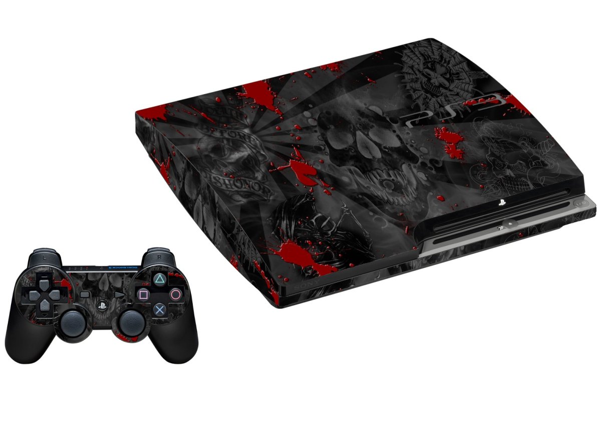 BLACK SKULL RED PLAYSTATION 3 GAME CONSOLE SKIN