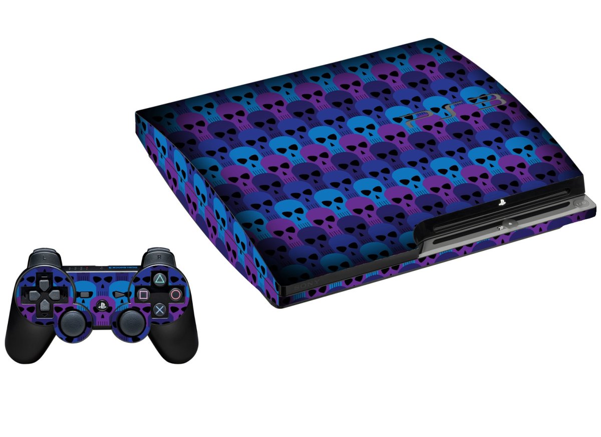 BLUE SKULLS PLAYSTATION 3 GAME CONSOLE SKIN