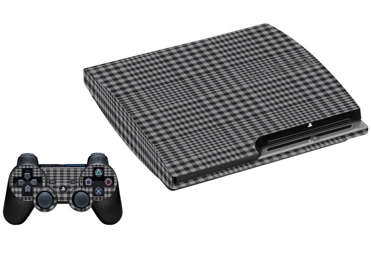 DARKEST GREY PLAID PLAYSTATION 3 GAME CONSOLE SKIN