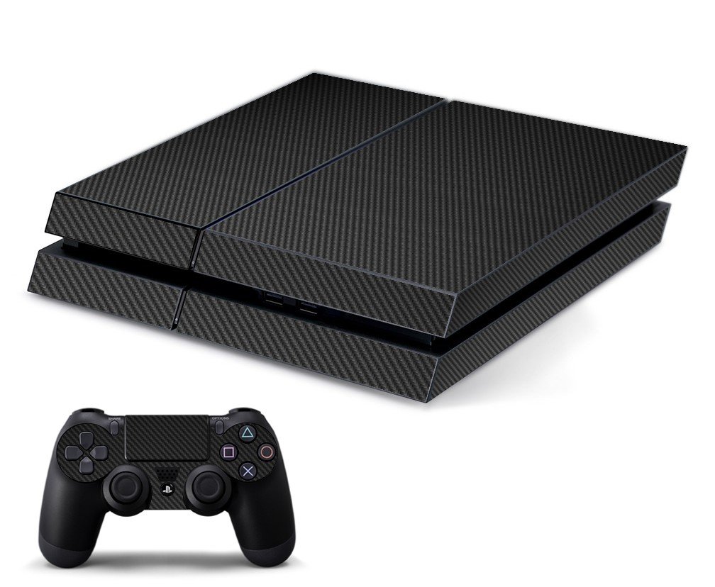 BLACK TEXTURED CARBON FIBER PLAYSTATION 4 GAME CONSOLE SKIN