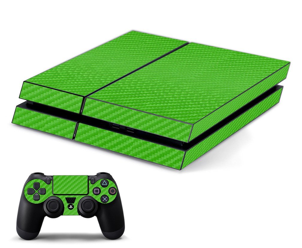 GREEN TEXTURED CARBON FIBER PLAYSTATION 4 GAME CONSOLE SKIN