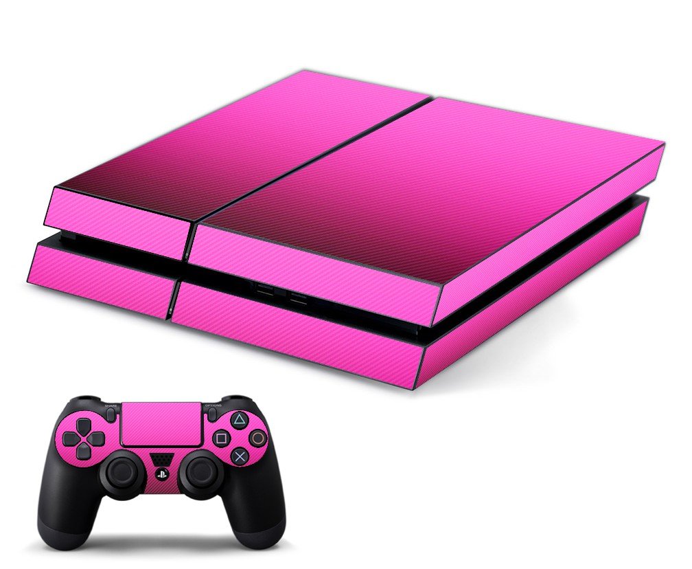 PINK TEXTURED CARBON FIBER PLAYSTATION 4 GAME CONSOLE SKIN