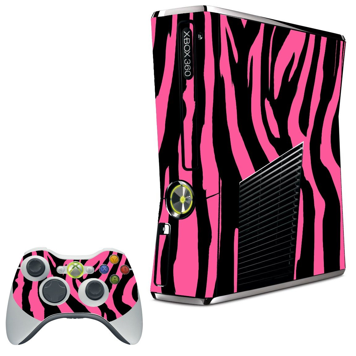 PINK ZEBRA XBOX 360 SLIM GAME CONSOLE SKIN