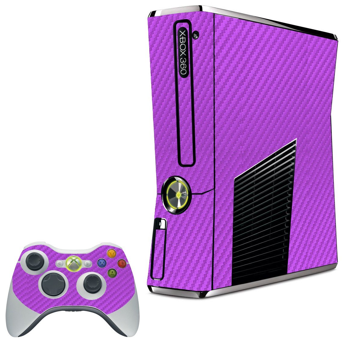 PURPLE TEXTURED CARBON FIBER XBOX 360 SLIM GAME CONSOLE SKIN