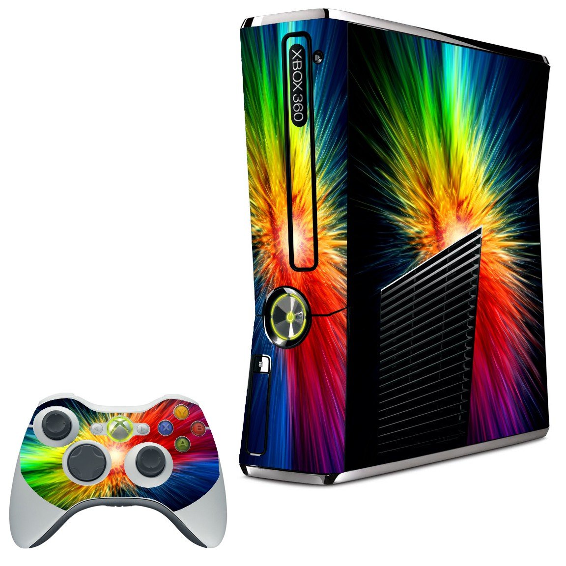 RAINBOW BURST XBOX 360 SLIM GAME CONSOLE SKIN