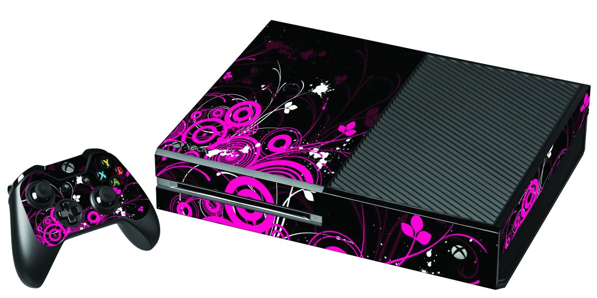 BLACK PINK BUTTERFLIES XBOX ONE GAME CONSOLE SKIN