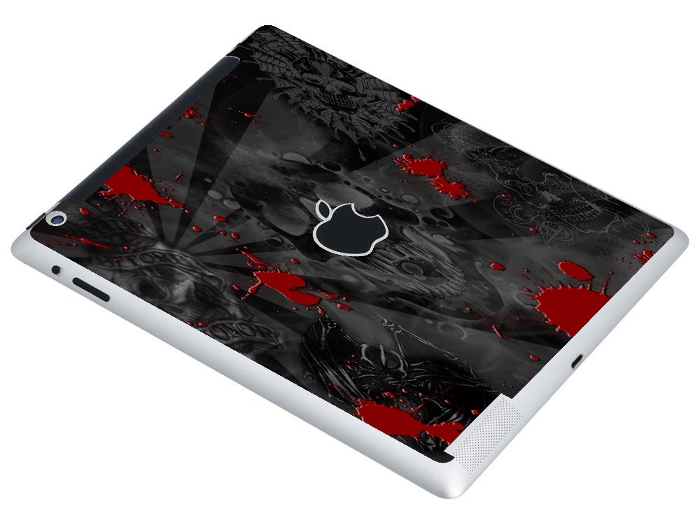 Apple iPad 4 A1460  (Wifi, Cell)   BLACK SKULLS RED  Laptop Skin