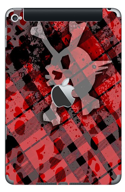 Apple iPad Mini 4 (Wifi, Cell) (A1550)  RED PLAID SKULL Laptop Skin