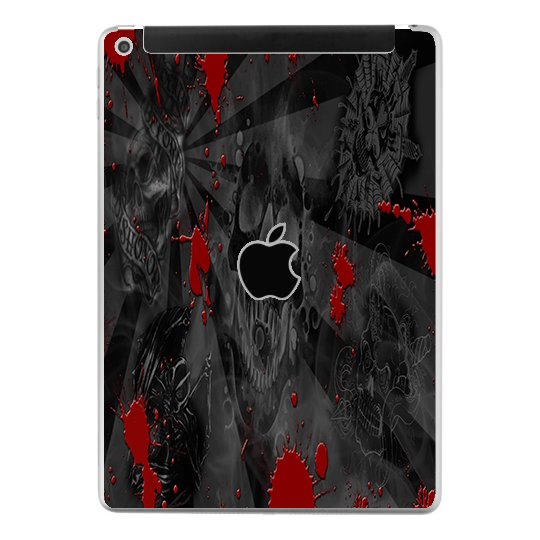 Apple iPad 5th Gen. (Wifi, Cell) A1823   BLACK SKULLS RED Laptop Skin