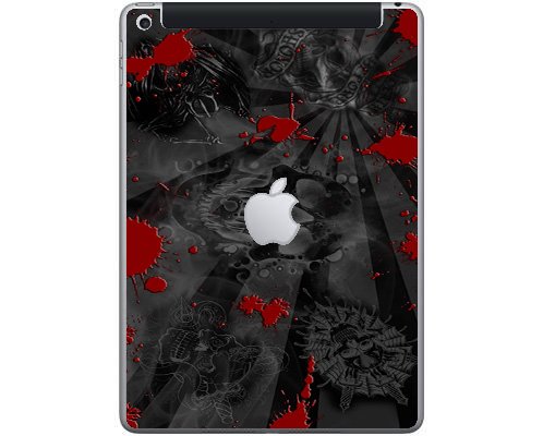 Apple iPad 9.7" 6th Gen. (Wifi, Cell) A1954   BLACK SKULLS RED Laptop Skin