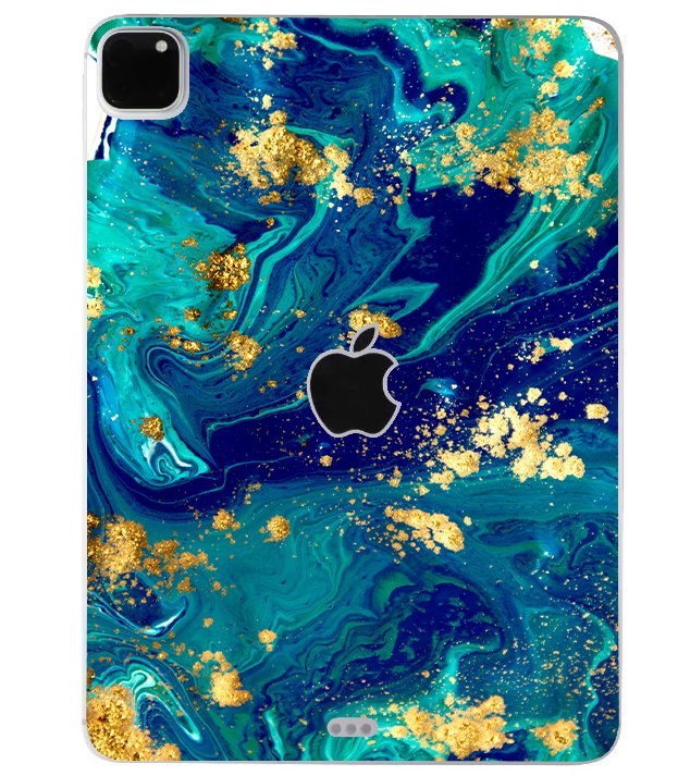 Apple iPad Pro 2 11" A2068  BLUE AND GOLD MARBLE Laptop Skin