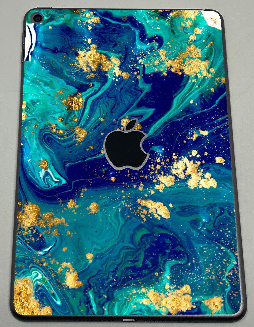 Apple iPad Mini 5 (Wifi) (A2133)   BLUE AND GOLD MARBLE Laptop Skin