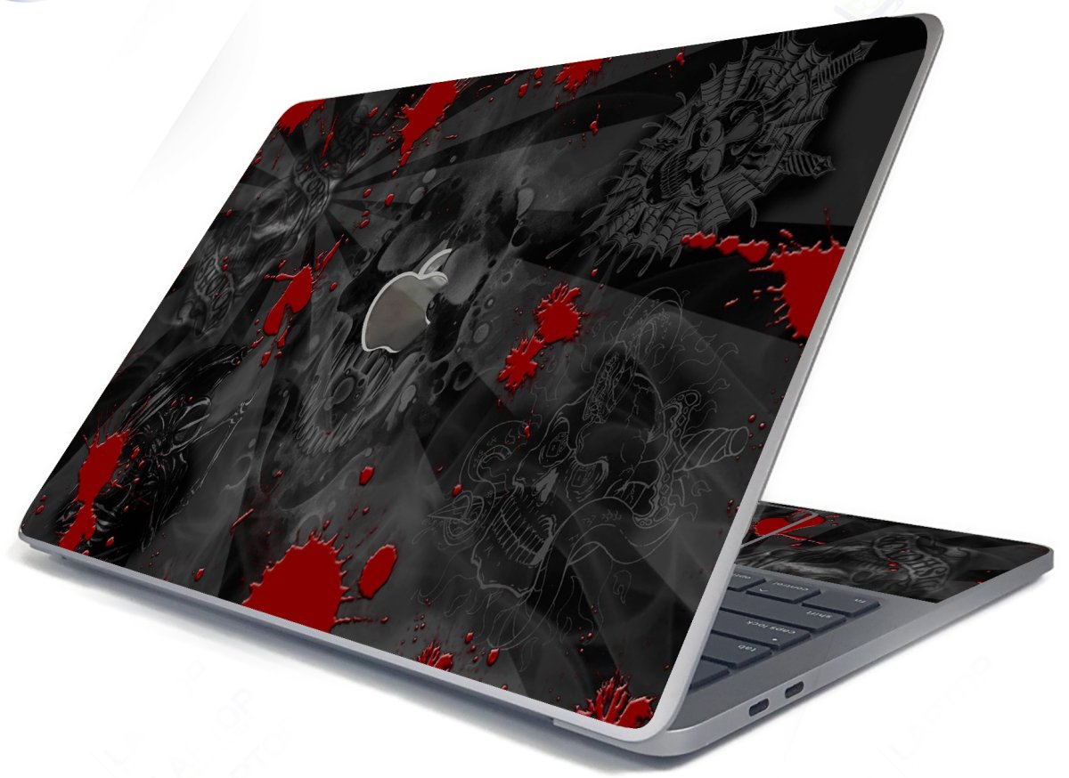 Apple MacBook Pro 16 A2485 / A2780 BLACK SKULLS RED Laptop Skin