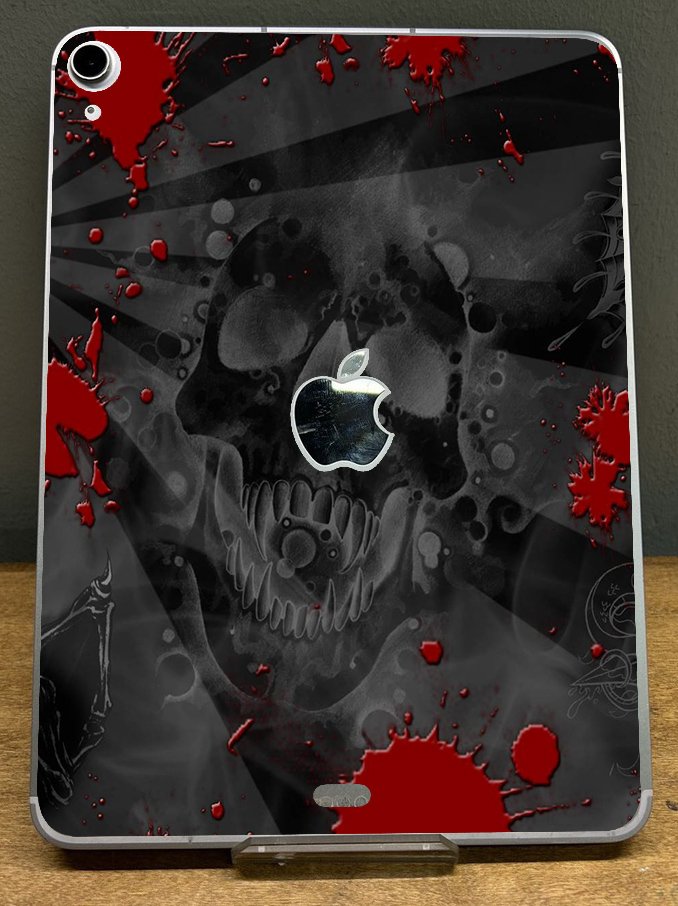 Apple iPad Air 10 4th Gen. 9" (Wifi/ Cell) A2324   BLACK SKULLS RED Laptop Skin