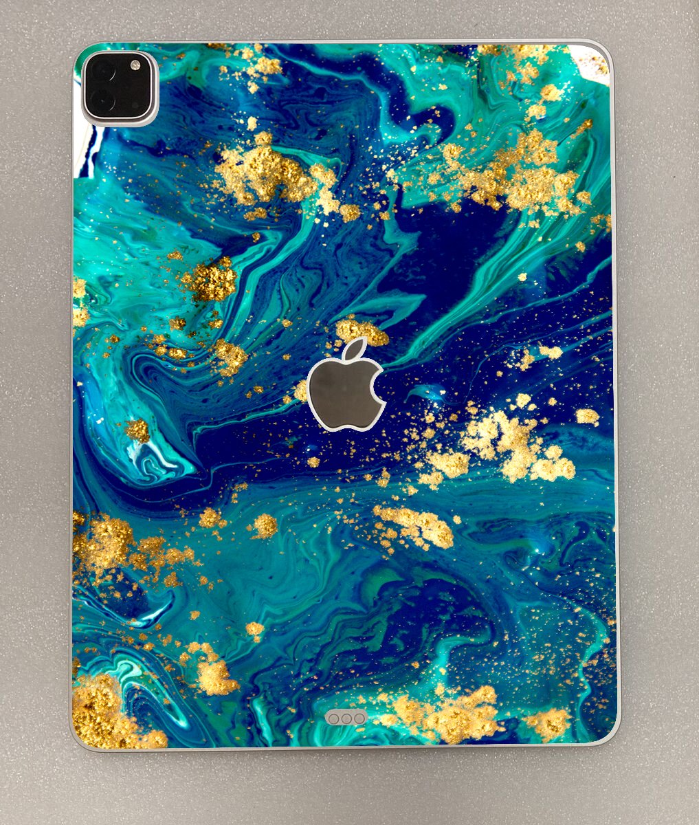 Apple iPad Pro 4 12.9" A2229 (Wifi)  BLUE AND GOLD MARBLE Laptop Skin