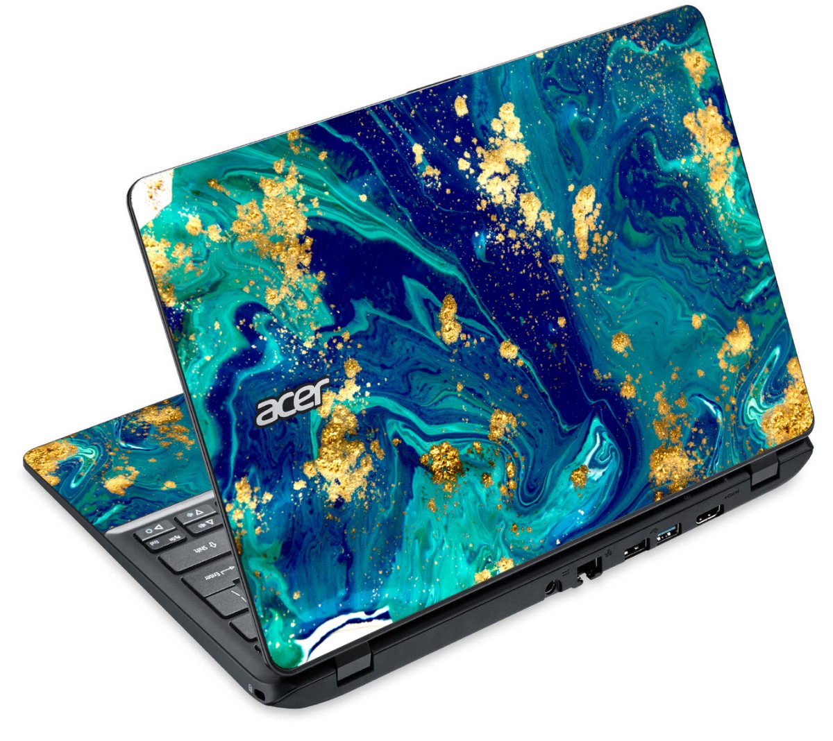 Acer Travelmate B115-M Touchscreen BLUE AND GOLD MARBLE Laptop Skin