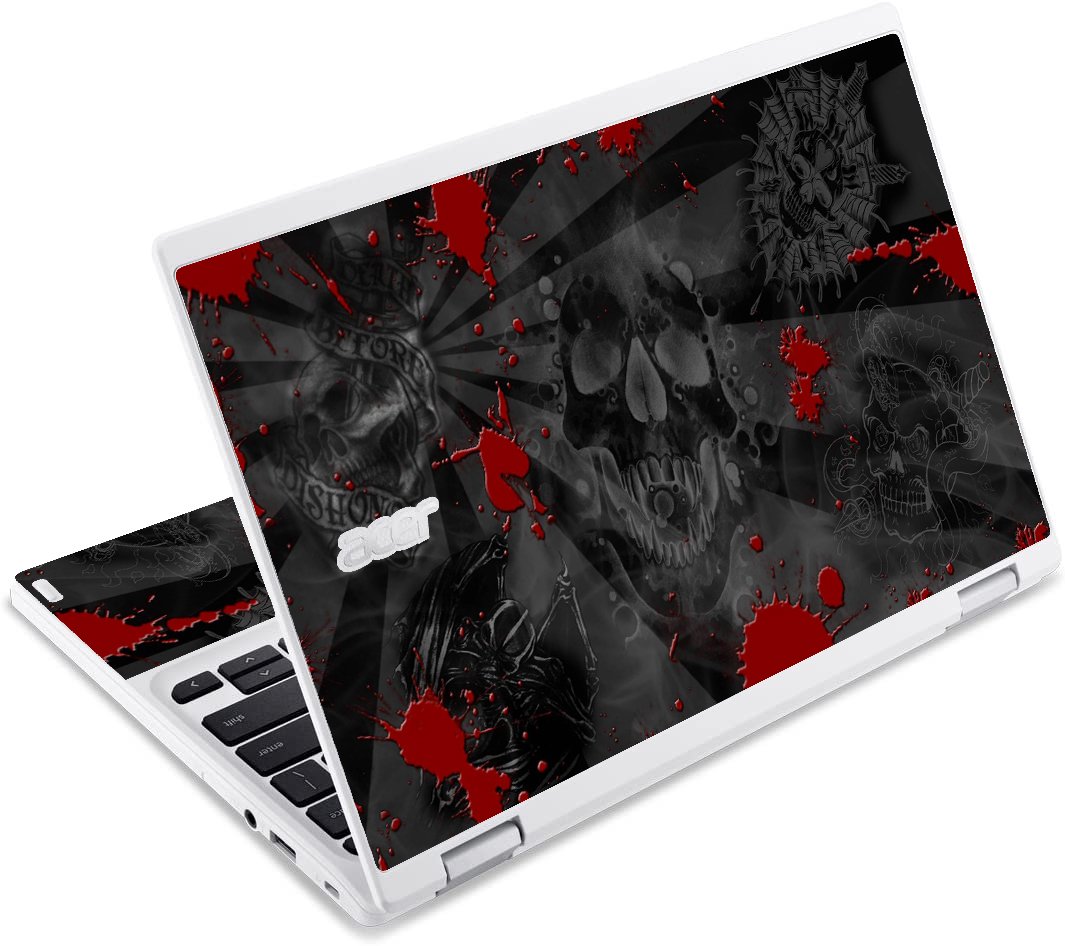 Acer  Chromebook CB3-131 BLACK SKULLS RED Laptop Skin