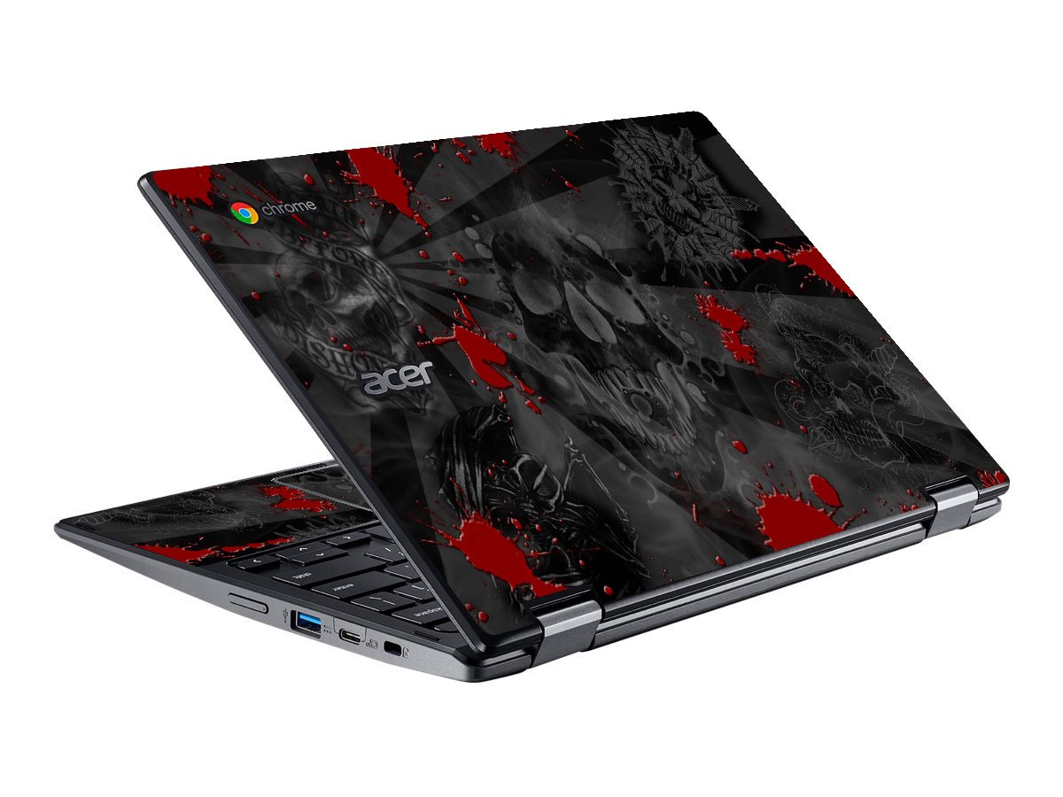 Acer  Chromebook Spin 511 R752T-C3M5 BLACK SKULLS RED Laptop Skin