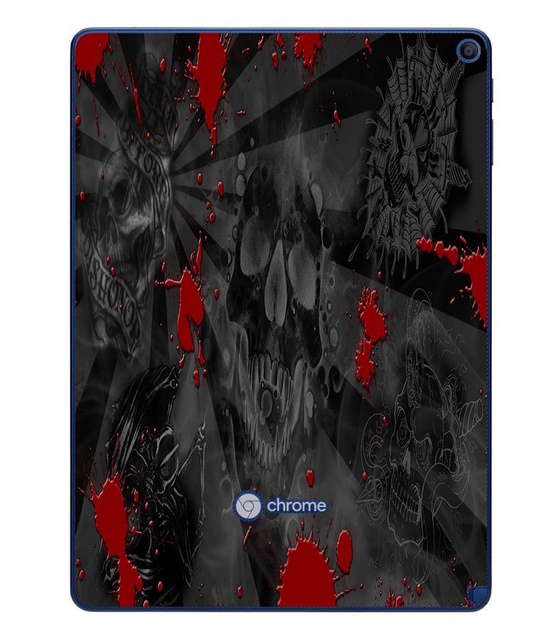 Acer Chromebook Tab 10 12 BLACK SKULLS RED Laptop Skin