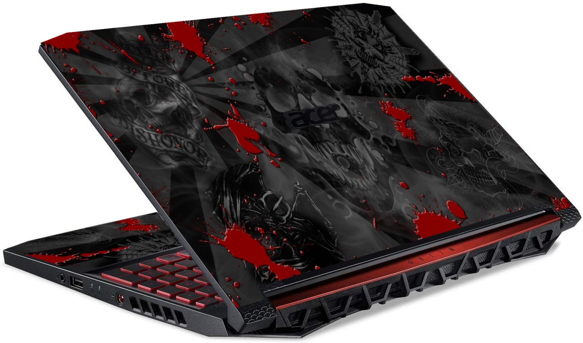 Acer Nitro 5 AN515-43 BLACK SKULLS RED Laptop Skin