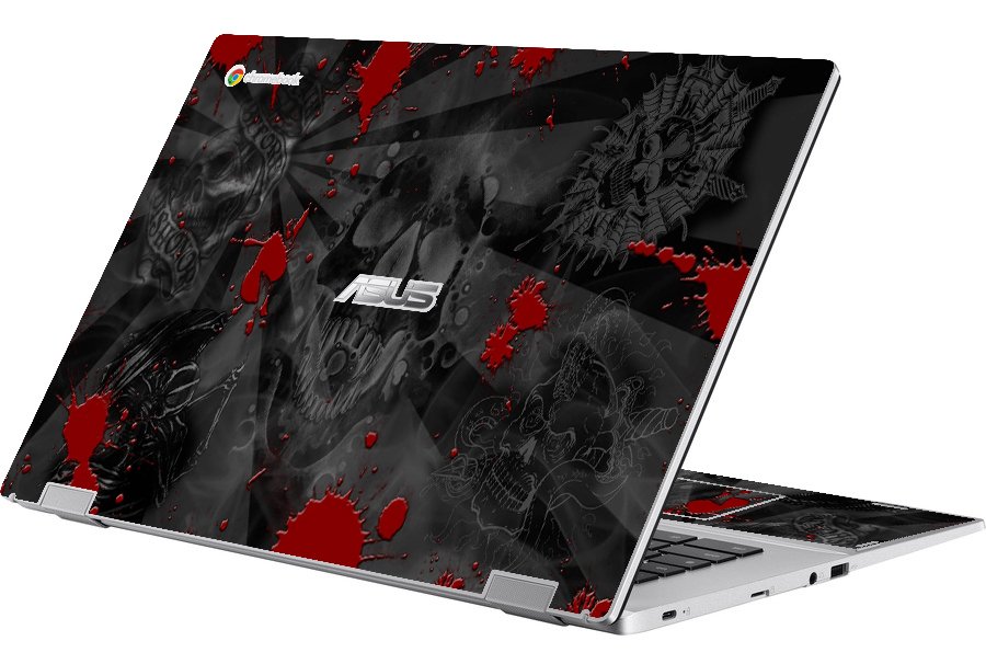 Asus Chromebook CX1700CK BLACK SKULLS RED Laptop Skin