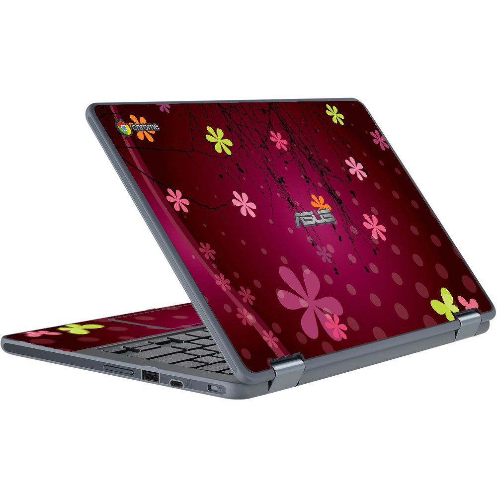 Asus Chromebook C213SA RETRO PINK FLOWERS Laptop Skin